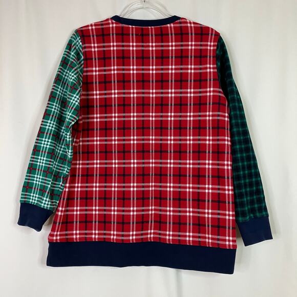 Lands' End | Serious Sweats Plaid Red Green Blue Sweatshirt Pullover Womens M/P - Picture 5 of 5